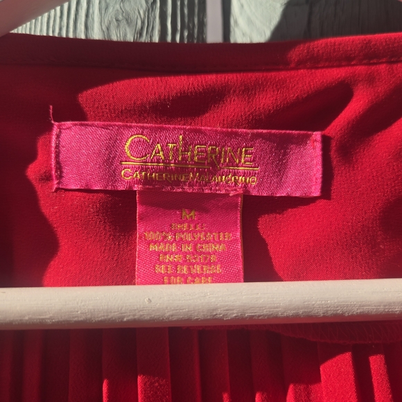 Catherine Malandrino Red Pleated Long Sleeve Dress | M - Picture 3 of 3
